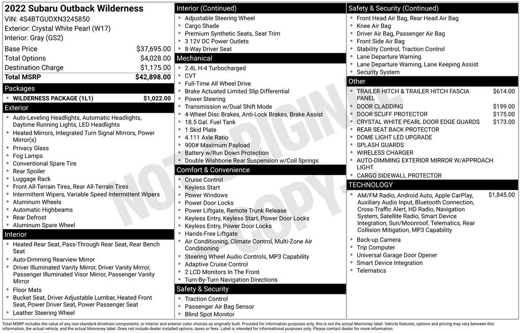 Used 2022 Subaru Outback Wilderness w/ Wilderness Package image 33