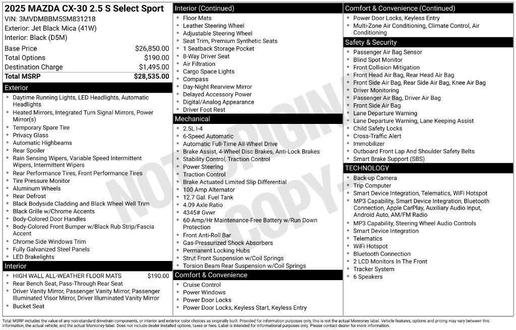 Used 2025 MAZDA CX-30 AWD 2.5 S w/ Select Sport Pkg image 4
