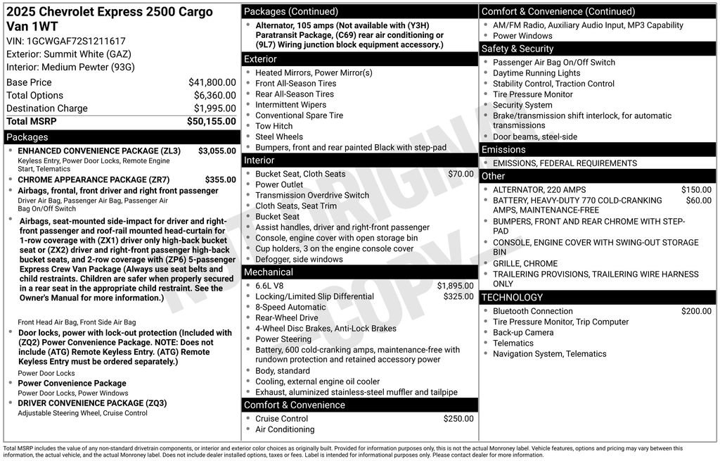New 2025 Chevrolet Express 2500 w/ Enhanced Convenience Package image 4