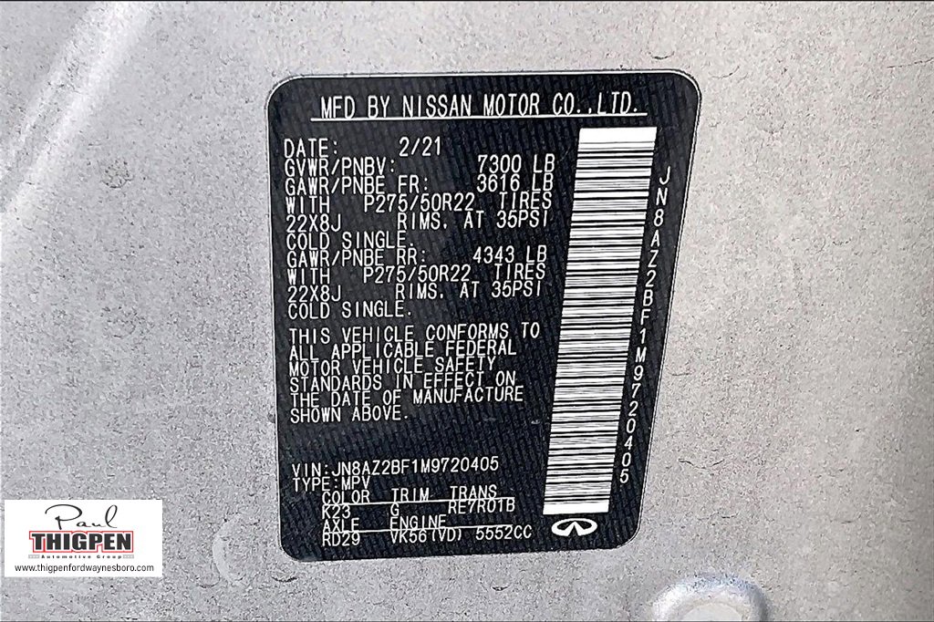 Used 2021 INFINITI QX80 Sensory w/ All-Season Package image 35