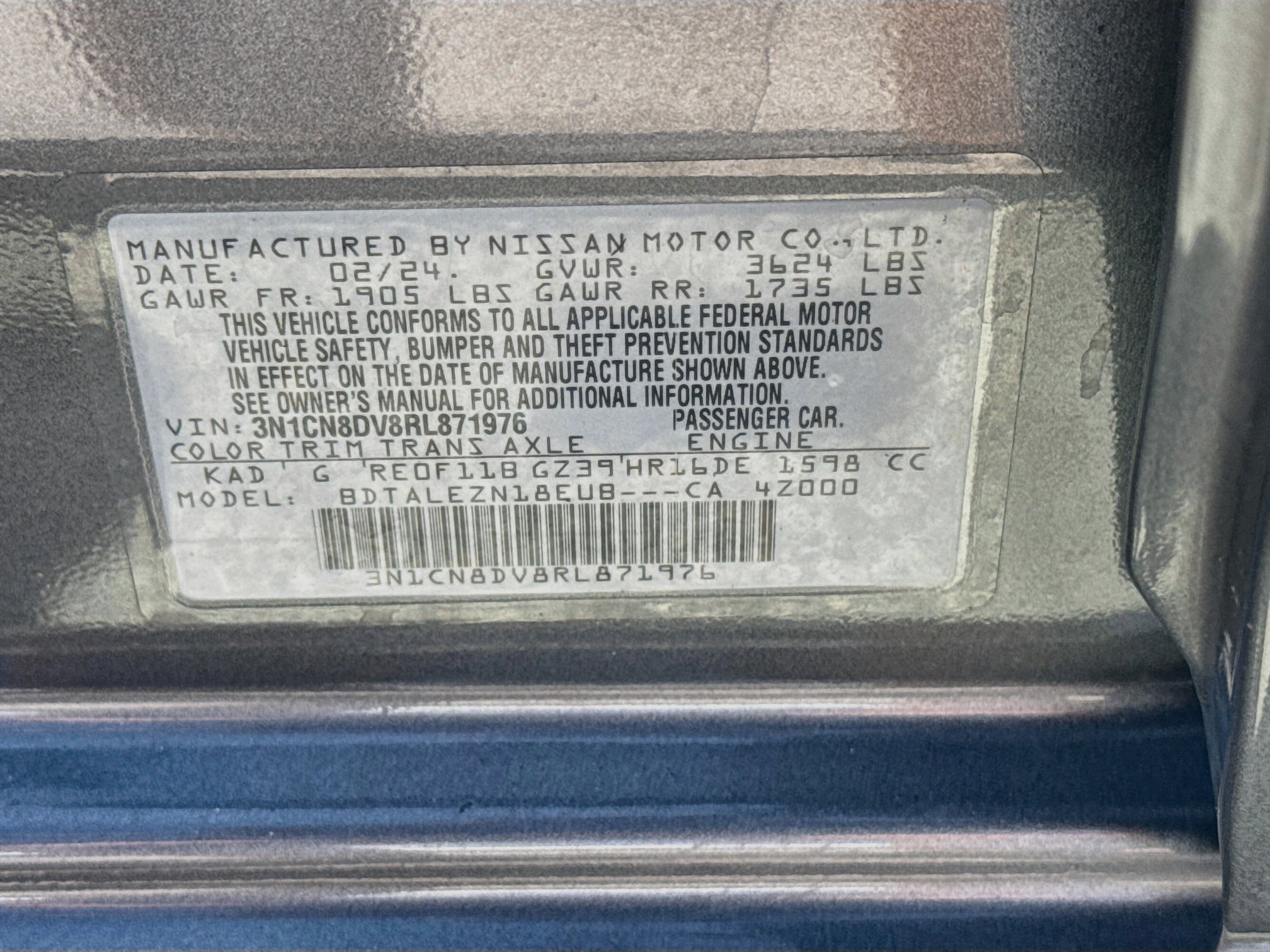 Used 2024 Nissan Versa S w/ Trunk Package FWD image 36
