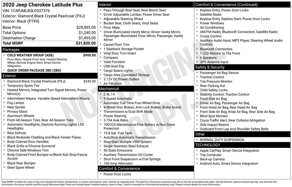 Used 2020 Jeep Cherokee Latitude Plus w/ Cold Weather Group image 38