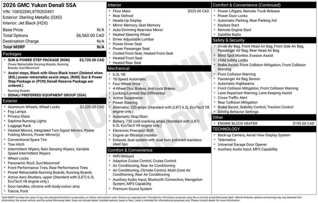 Used 2026 GMC Yukon Denali w/ Sun & Power Step Package AWD/4WD image 44