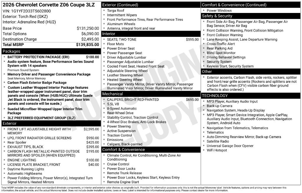 Used 2026 Chevrolet Corvette Z06 w/ Battery Protection Package RWD image 4