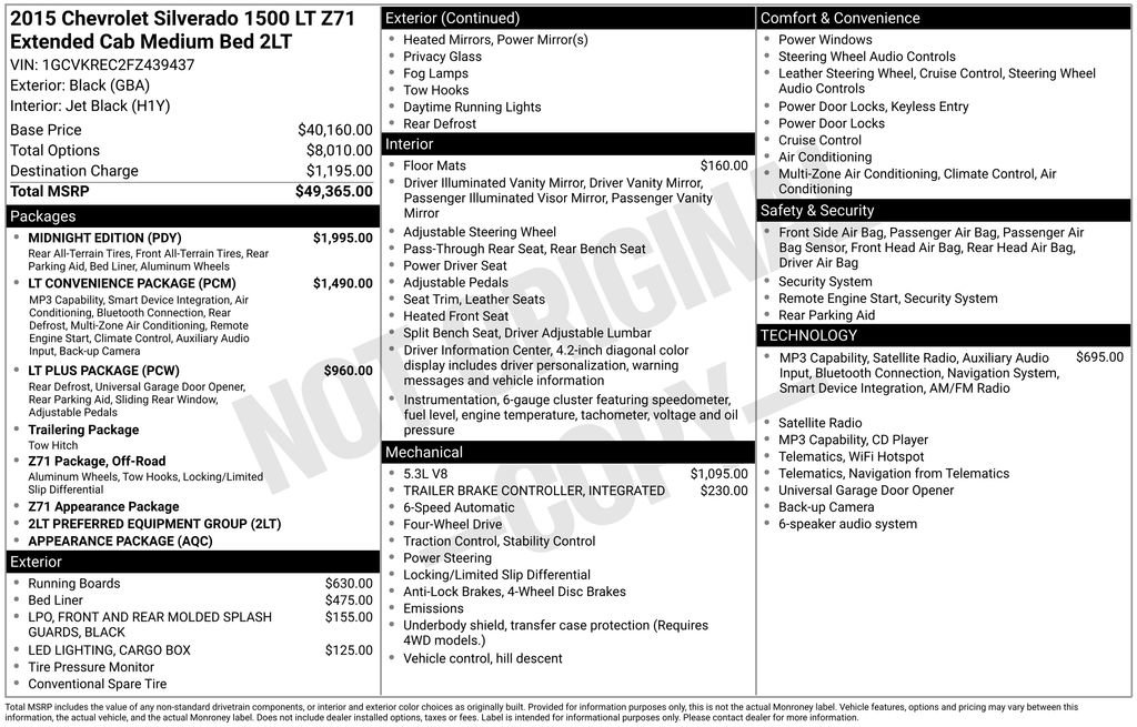 Used 2015 Chevrolet Silverado 1500 LT w/ Midnight Edition AWD/4WD image 13