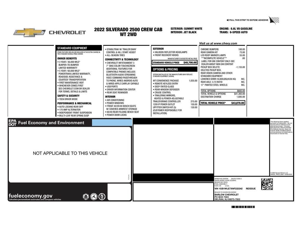 Used 2022 Chevrolet Silverado 2500 W/T w/ WT Convenience Package RWD image 33