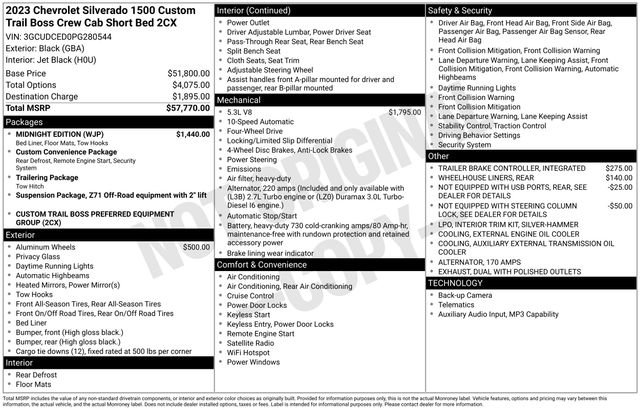 Used 2023 Chevrolet Silverado 1500 Custom Trail Boss w/ Midnight Edition AWD/4WD image 7
