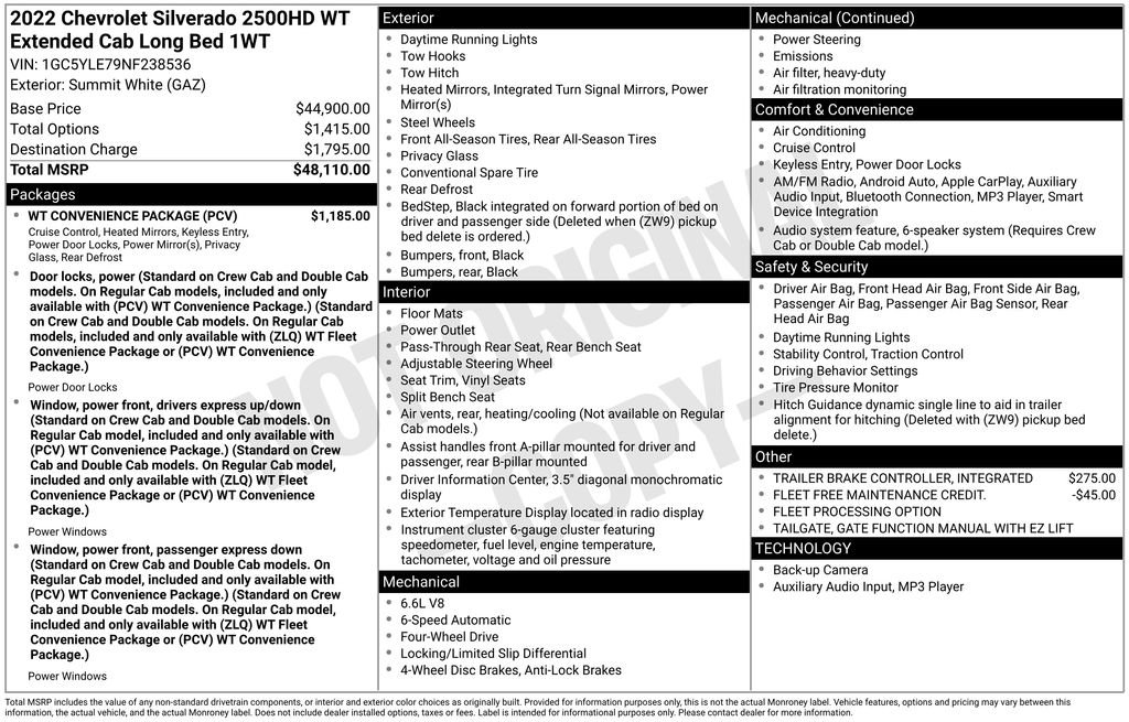 Used 2022 Chevrolet Silverado 2500 W/T w/ WT Convenience Package image 11