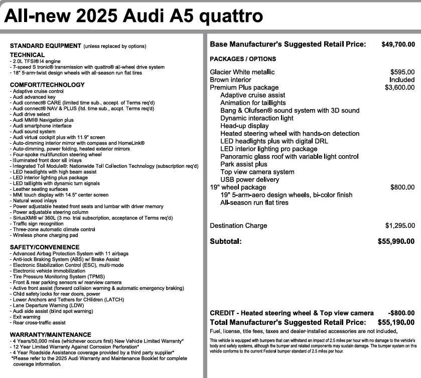 Used 2025 Audi A5 Prestige AWD/4WD image 3