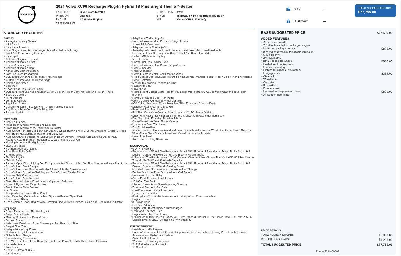 Used 2024 Volvo XC90 T8 Plus w/ Protection Package Premier image 5
