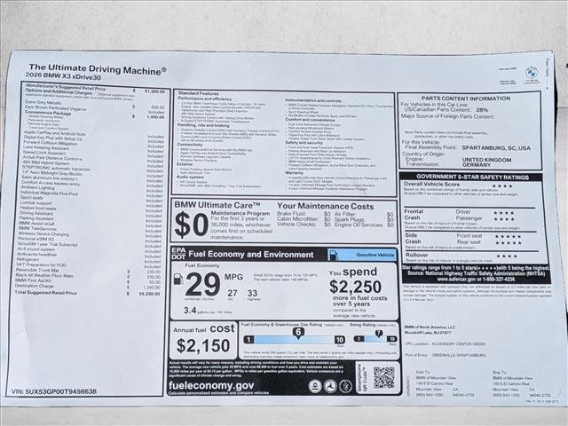 New 2026 BMW X3 xDrive30i w/ Convenience Package AWD/4WD image 20