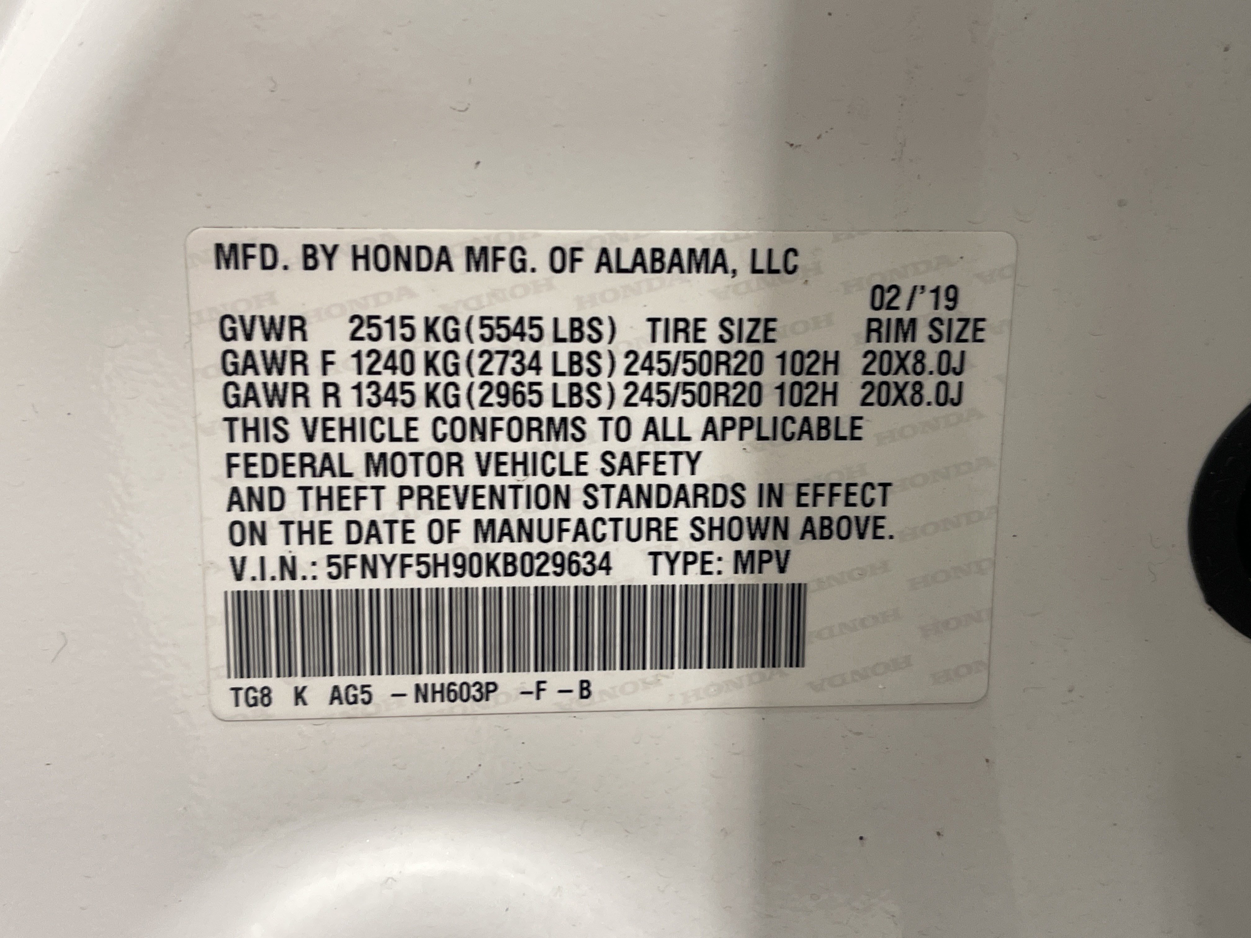 Certified 2019 Honda Pilot Touring image 36