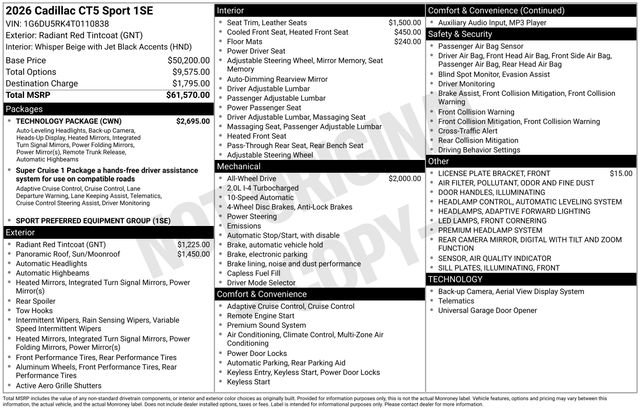 New 2026 Cadillac CT5 Sport w/ Technology Package image 2