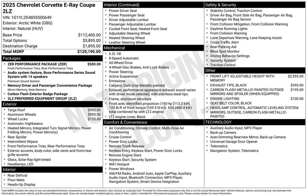 Used 2025 Chevrolet Corvette E-Ray w/ ZER Performance Package image 26