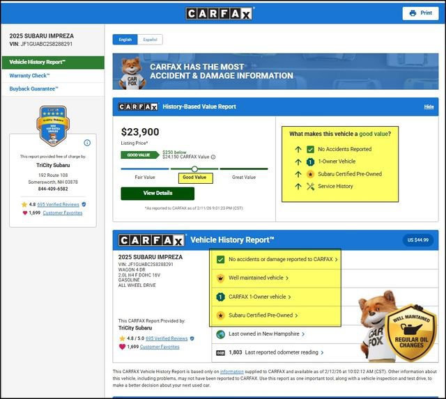 Certified 2025 Subaru Impreza 2.0i image 13