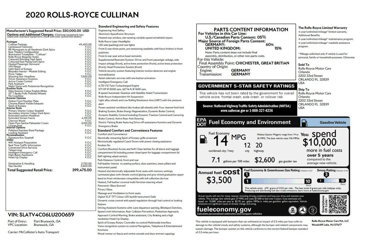 Used 2020 Rolls-Royce Cullinan AWD/4WD image 2