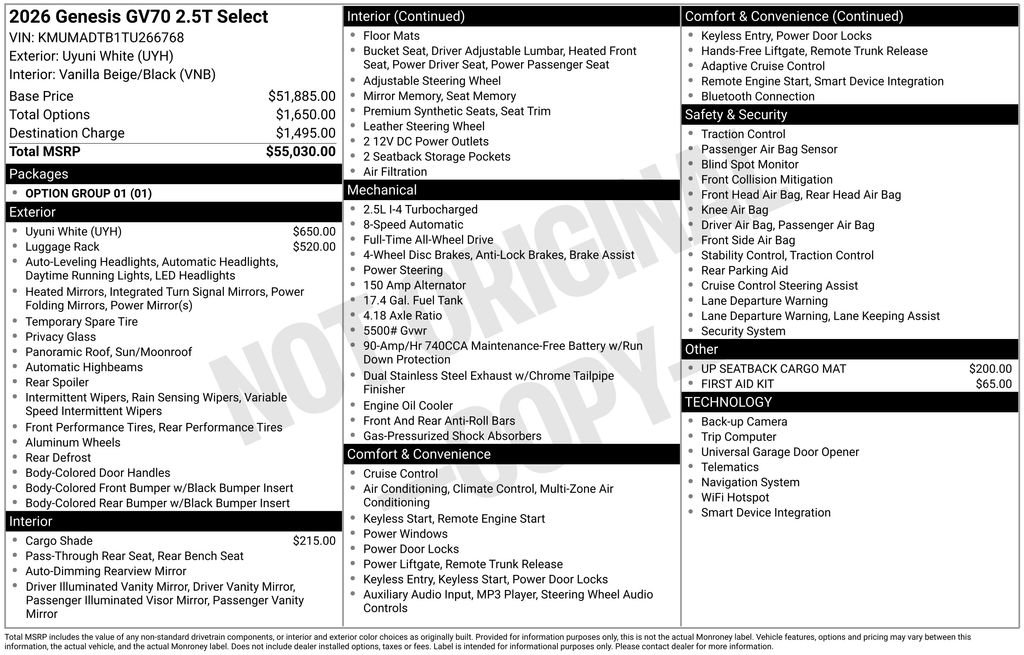 New 2026 Genesis GV70 2.5T Select image 4
