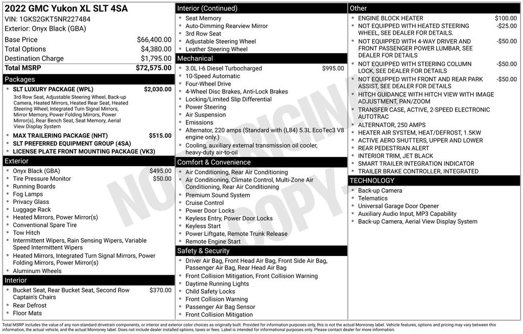 Used 2022 GMC Yukon XL SLT w/ SLT Luxury Package AWD/4WD image 43