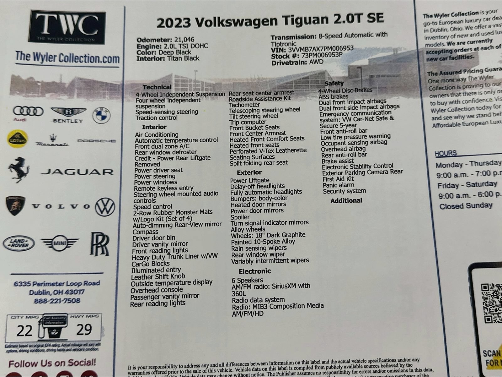 Certified 2023 Volkswagen Tiguan SE w/ Panoramic Sunroof Package AWD/4WD image 48