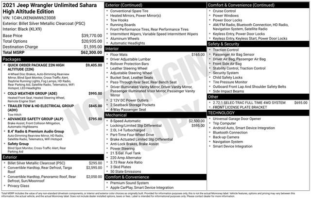 Certified 2021 Jeep Wrangler Unlimited Sahara image 43