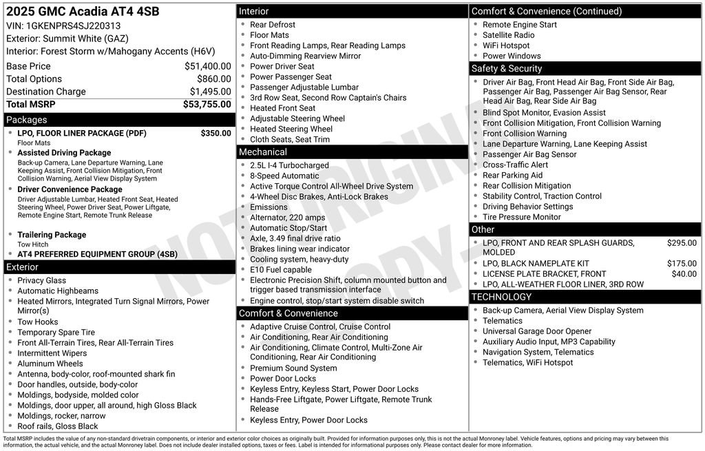 Used 2025 GMC Acadia AT4 w/ LPO, Floor Liner Package image 14