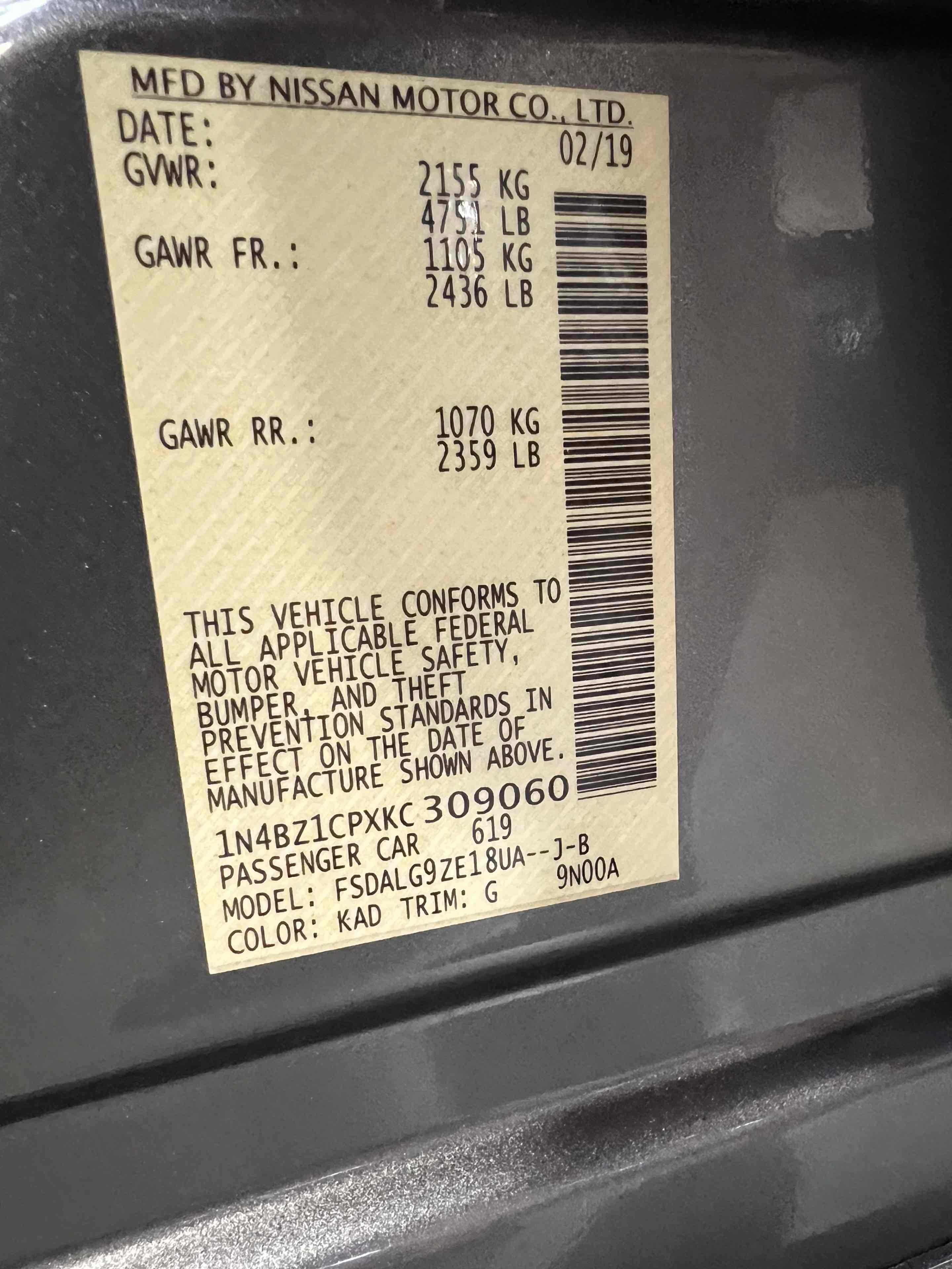 Used 2019 Nissan Leaf SL Plus w/ Protection Package FWD image 12