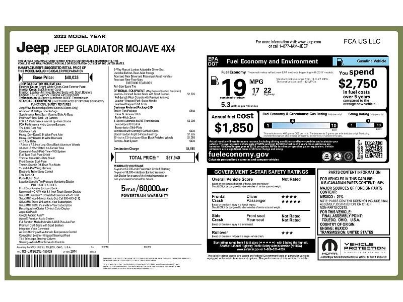 Used 2022 Jeep Gladiator Mojave w/ Trailer Tow Package AWD/4WD image 2