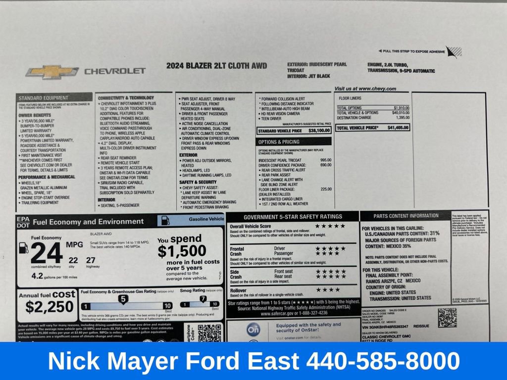 Used 2024 Chevrolet Blazer LT w/ Driver Confidence Package image 29