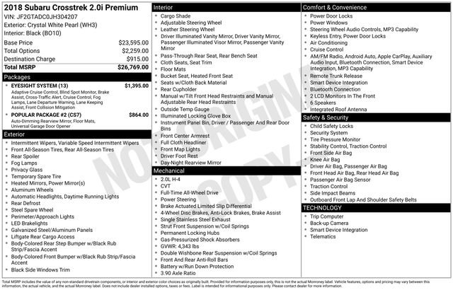 Used 2018 Subaru Crosstrek 2.0i Premium w/ Eyesight System image 24