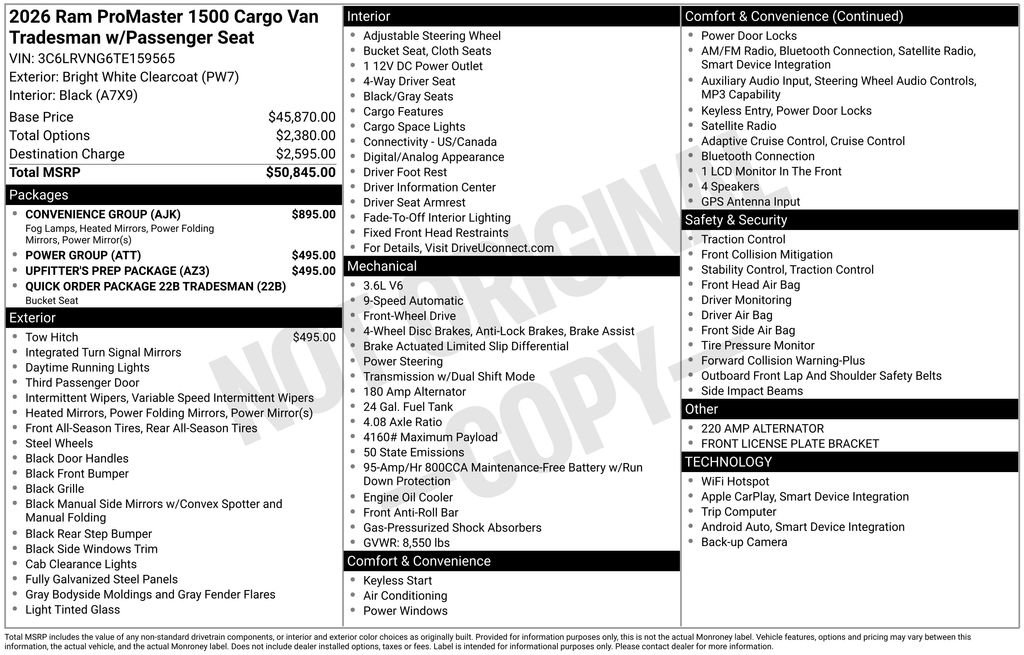 New 2026 RAM ProMaster 1500 w/ Convenience Group image 43