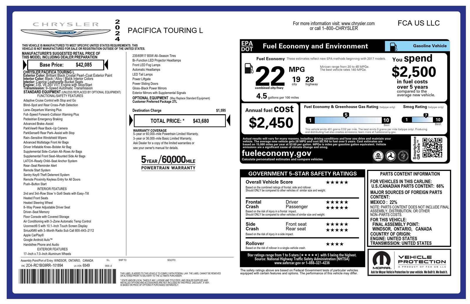 Used 2024 Chrysler Pacifica Touring-L image 39