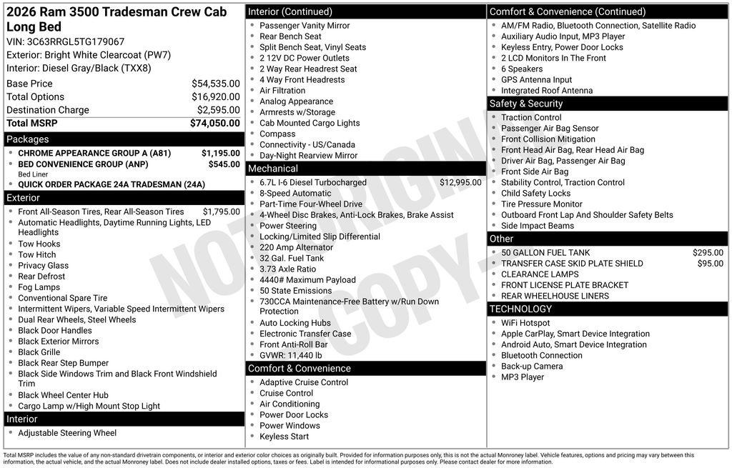New 2026 RAM 3500 Tradesman w/ Chrome Appearance Group A image 3