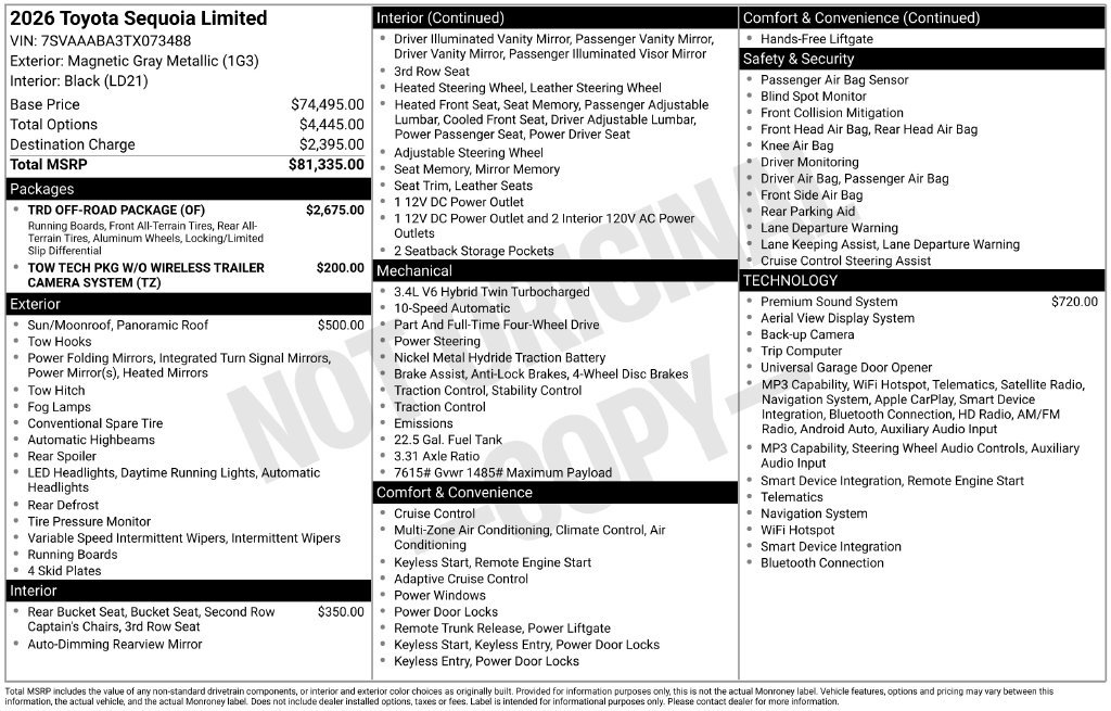 Used 2026 Toyota Sequoia Limited w/ TRD Off-Road Package AWD/4WD image 33