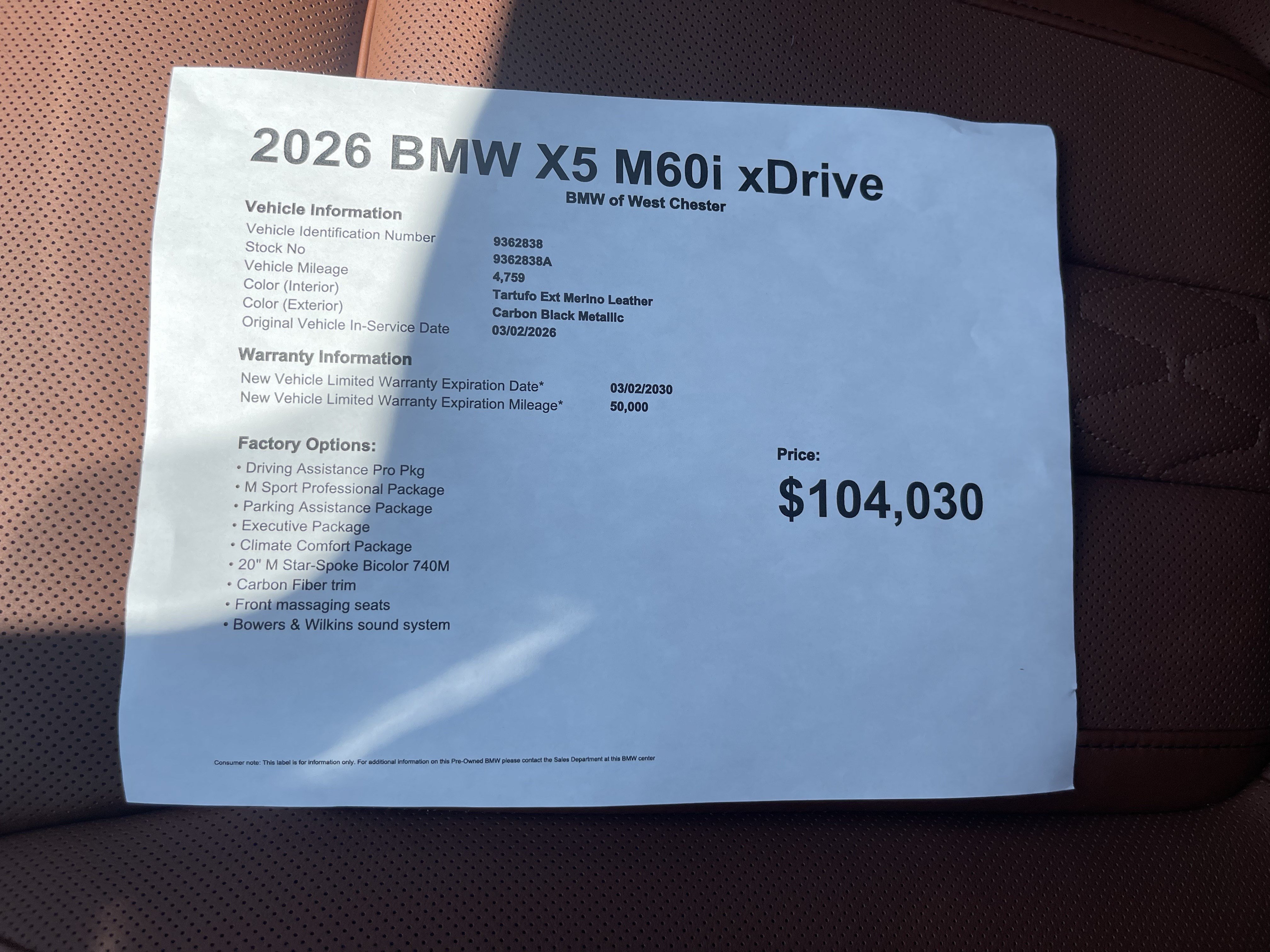 Certified 2026 BMW X5 M60i AWD/4WD image 18