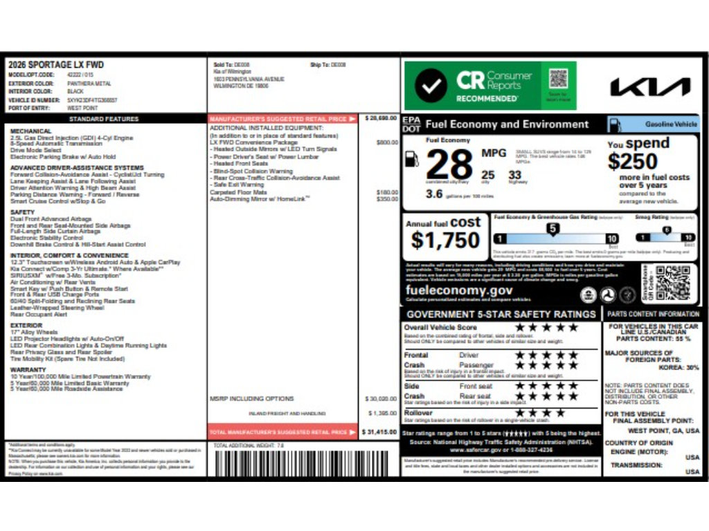 Certified 2026 Kia Sportage LX w/ LX Convenience Package FWD image 9
