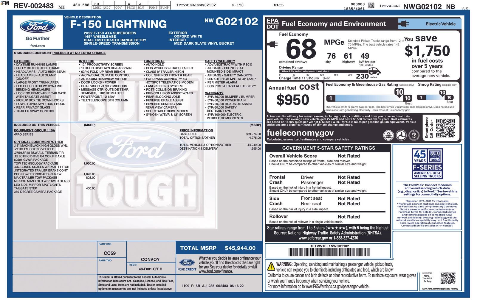 Used 2022 Ford F150 Lightning Pro w/ Tow Technology Package image 6