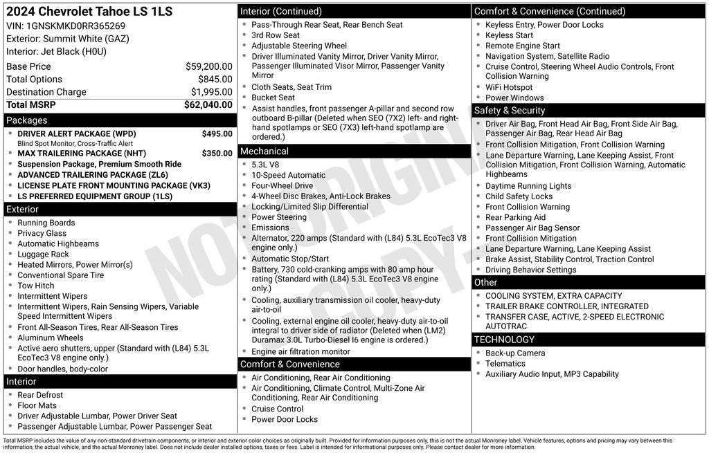 Used 2024 Chevrolet Tahoe LS w/ Driver Alert Package AWD/4WD image 6