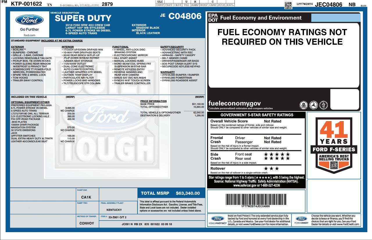 Used 2018 Ford F250 Lariat w/ FX4 Off-Road Package AWD/4WD image 4