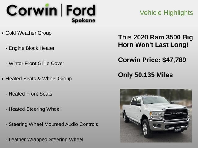 Used 2020 RAM 3500 Big Horn w/ Towing Technology Group AWD/4WD image 12