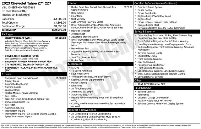 Used 2023 Chevrolet Tahoe Z71 w/ Luxury Package AWD/4WD image 6