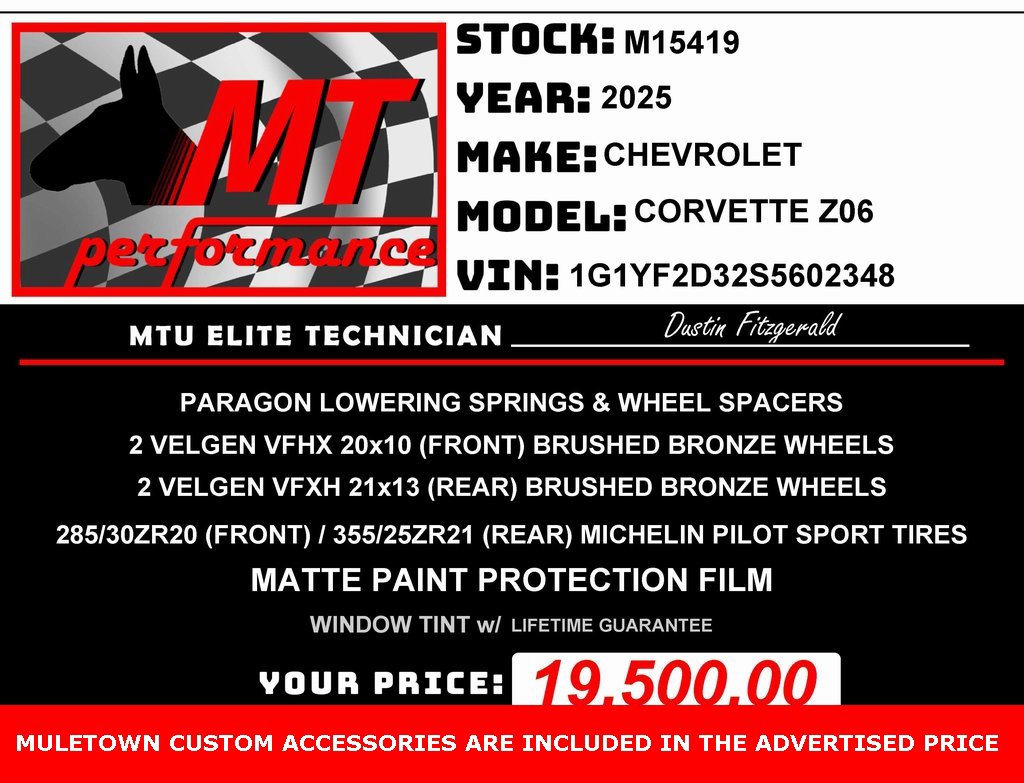 Used 2025 Chevrolet Corvette Z06 w/ Stealth Interior Trim Package image 2