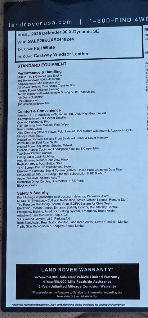 New 2025 Land Rover Defender 90 X-Dynamic SE image 29