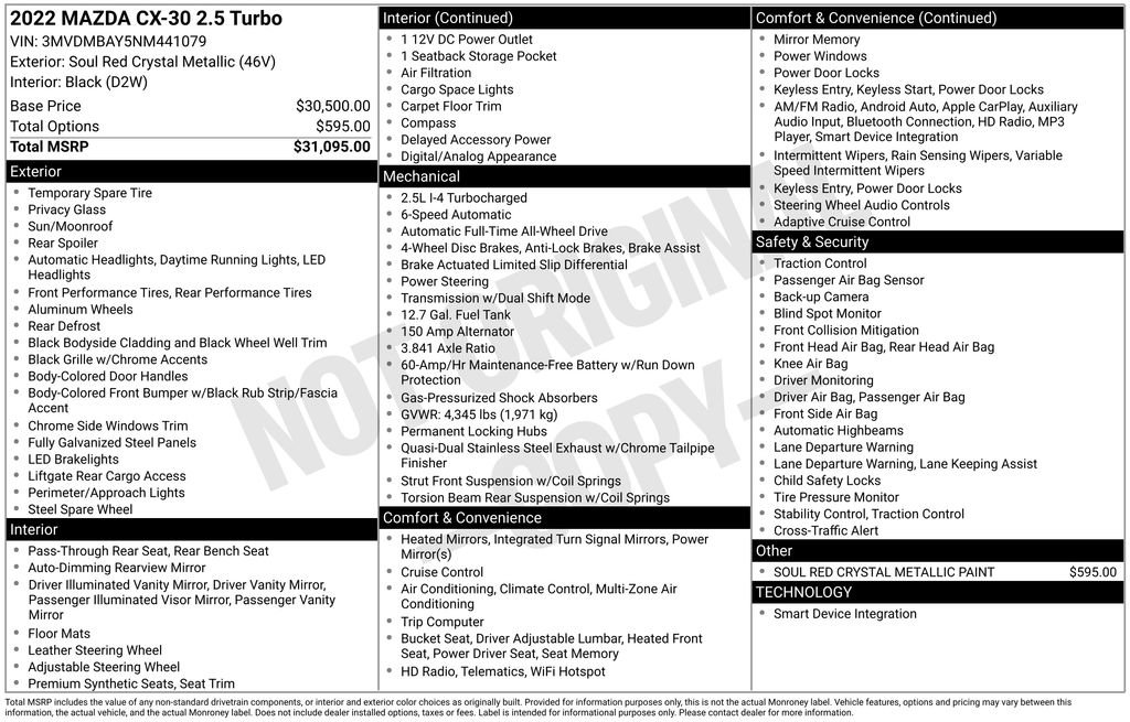 Certified 2022 MAZDA CX-30 AWD 2.5 Turbo S image 39