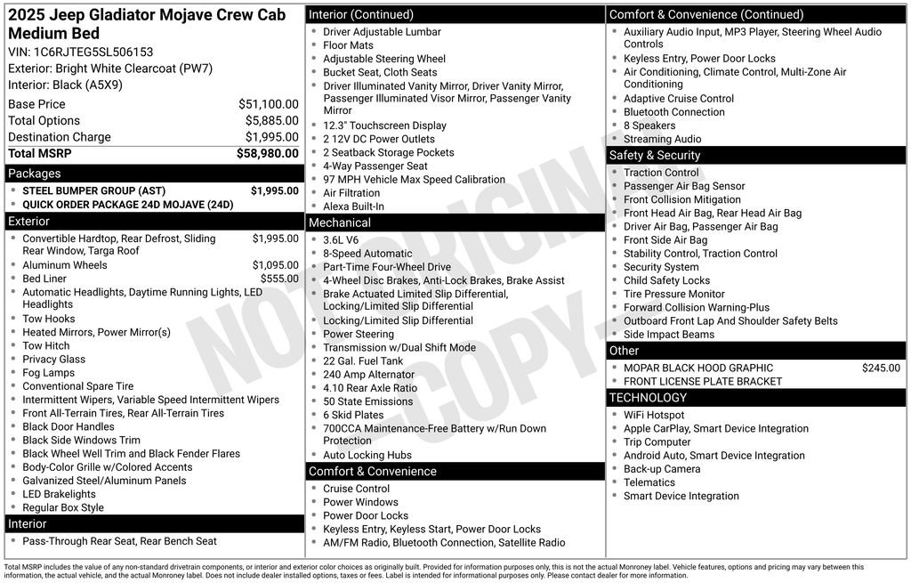 Certified 2025 Jeep Gladiator Mojave w/ Steel Bumper Group image 42