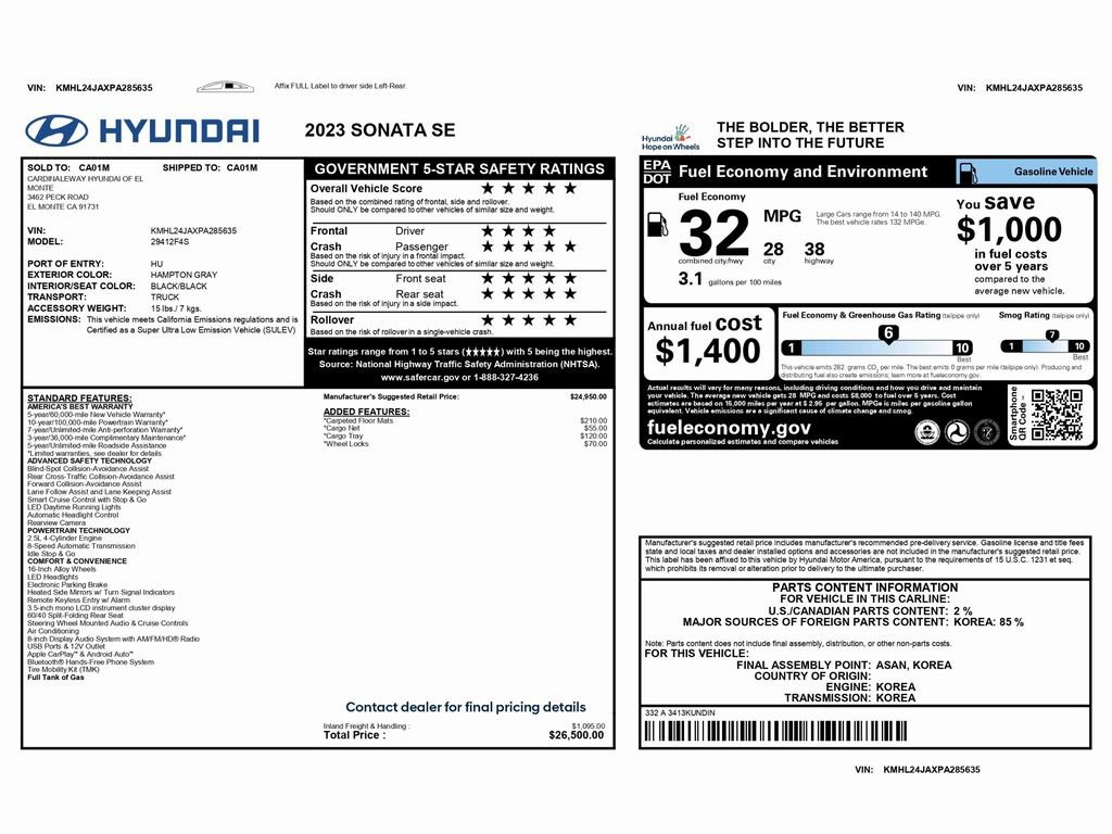 Used 2023 Hyundai Sonata SE image 2