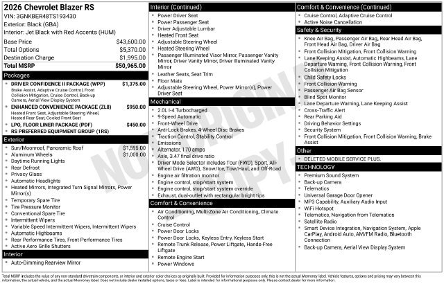 New 2026 Chevrolet Blazer RS w/ Driver Confidence II Package FWD image 5