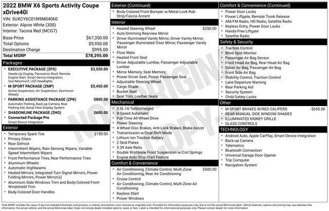 Used 2022 BMW X6 xDrive40i w/ Executive Package image 46