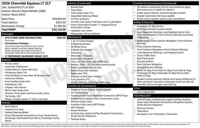 New 2026 Chevrolet Equinox LT w/ LPO, Floor Liner Package image 65