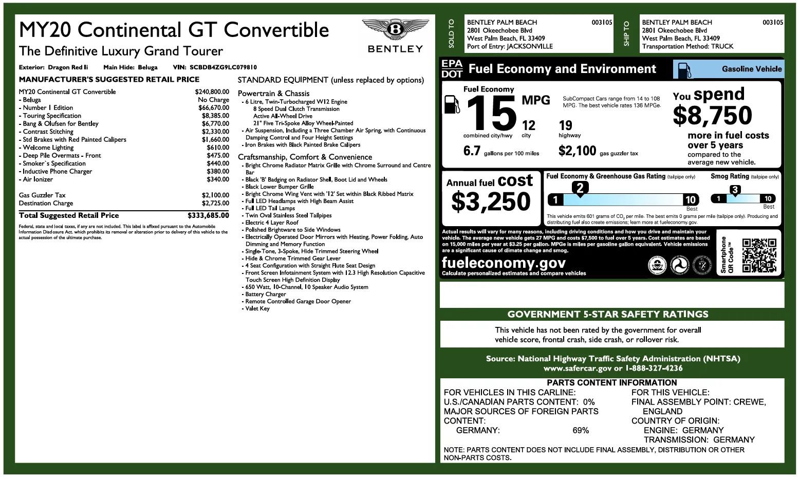 Used 2020 Bentley Continental GT w/ Number 1 Edition by Mulliner AWD/4WD image 7