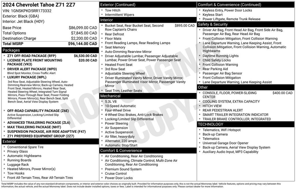 Certified 2024 Chevrolet Tahoe Z71 w/ Z71 Off-Road Package AWD/4WD image 38
